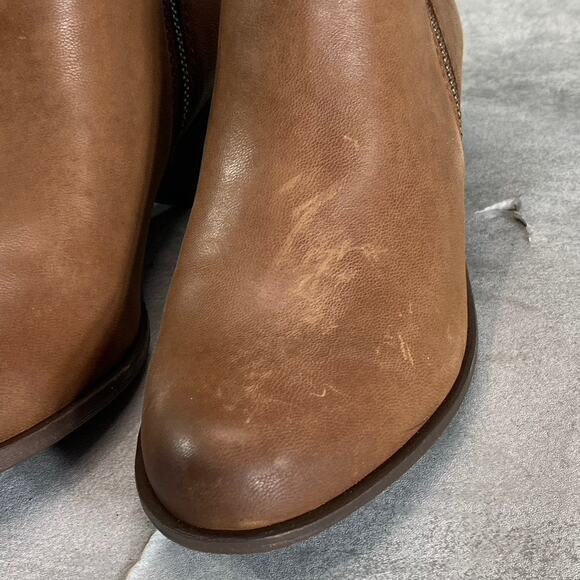 LUCKY BRAND Women's Toffee Barillos Leather Basel Double Side-Zip Block-Heel - Picture 11 of 13